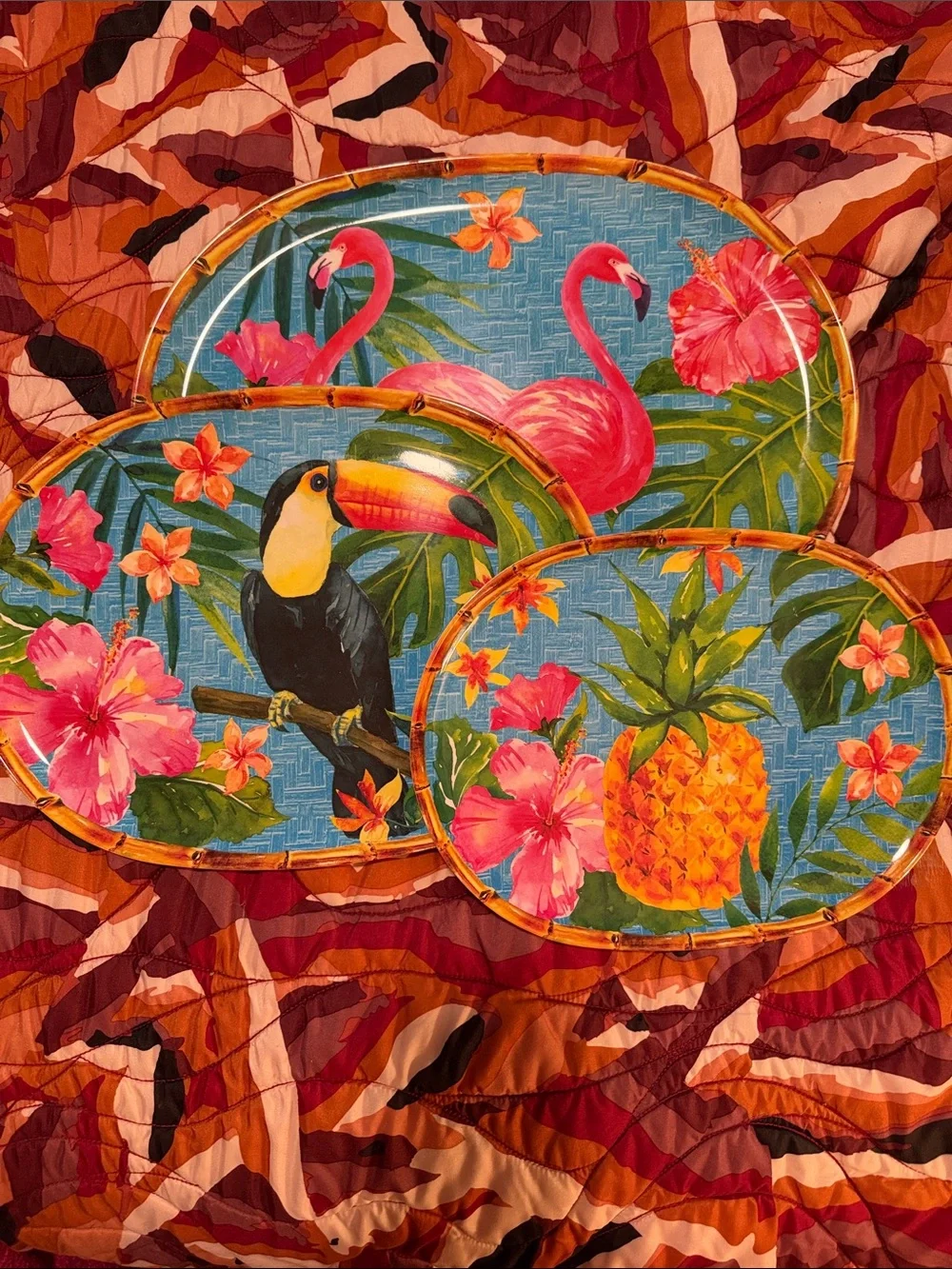 Sur la Table Set of 3 Tropical Oval Serving Platters